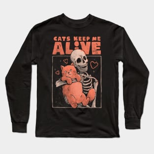 Cats Keep Me Alive - Dead Skull Evil Gift Long Sleeve T-Shirt